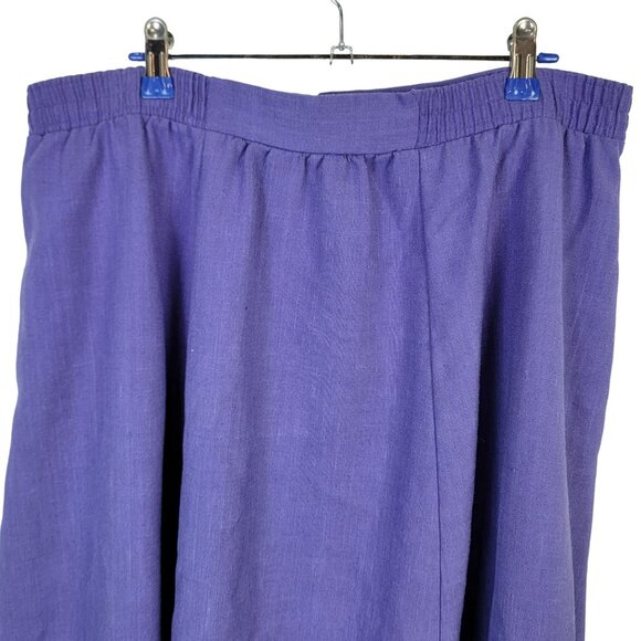 Vintage 70s Midi Skirt Women Plus Size 16 Purple Button Front A-line Formal Fall - Picture 14 of 14